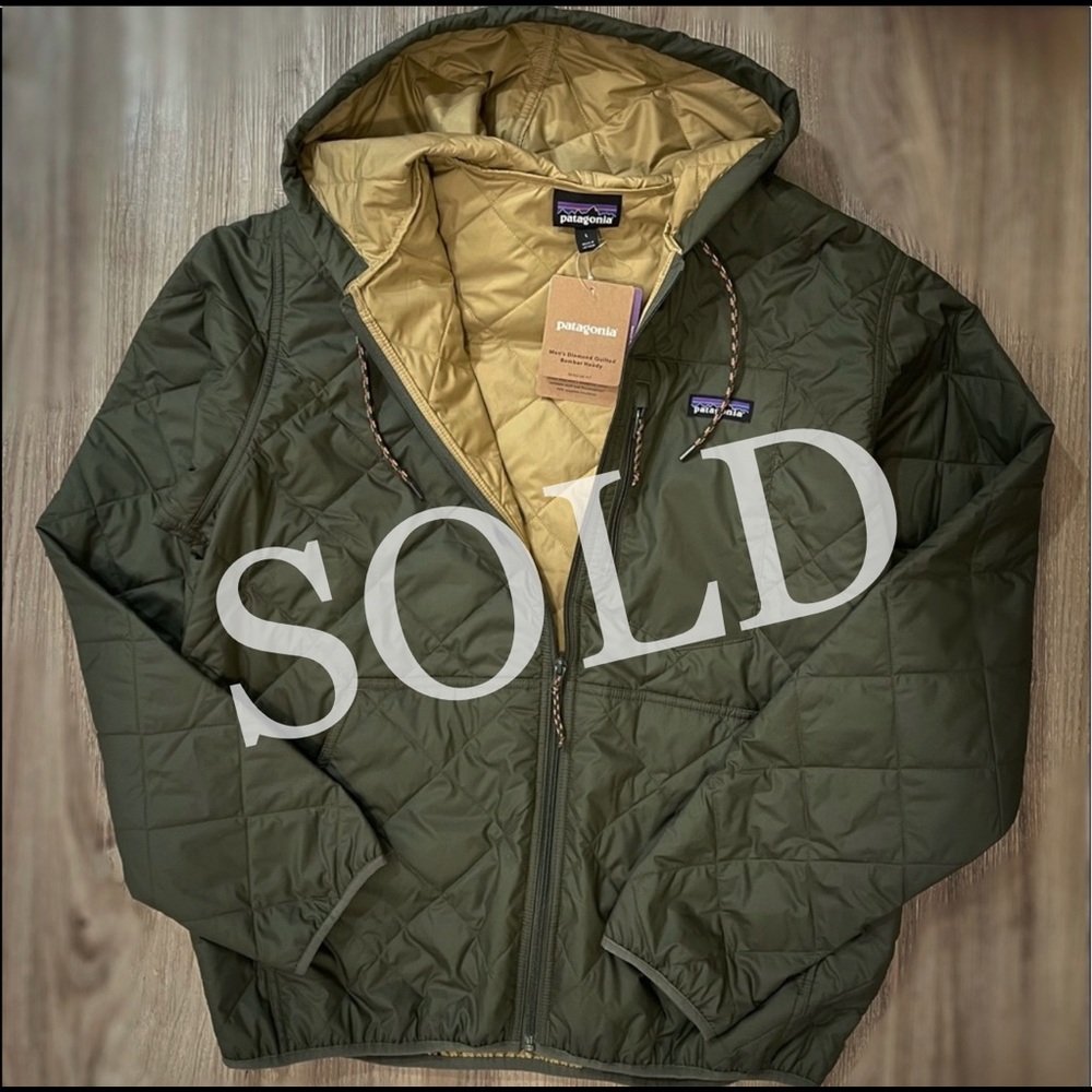 Patagonia Quilted Bomber Hoody Jacket Green Large